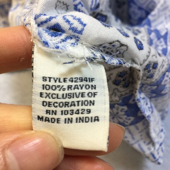 Like new! Caffe Marrakesh Blouse Top 3X Blue Sequins Square Neck Peasant Rayon - Picture 5 of 16